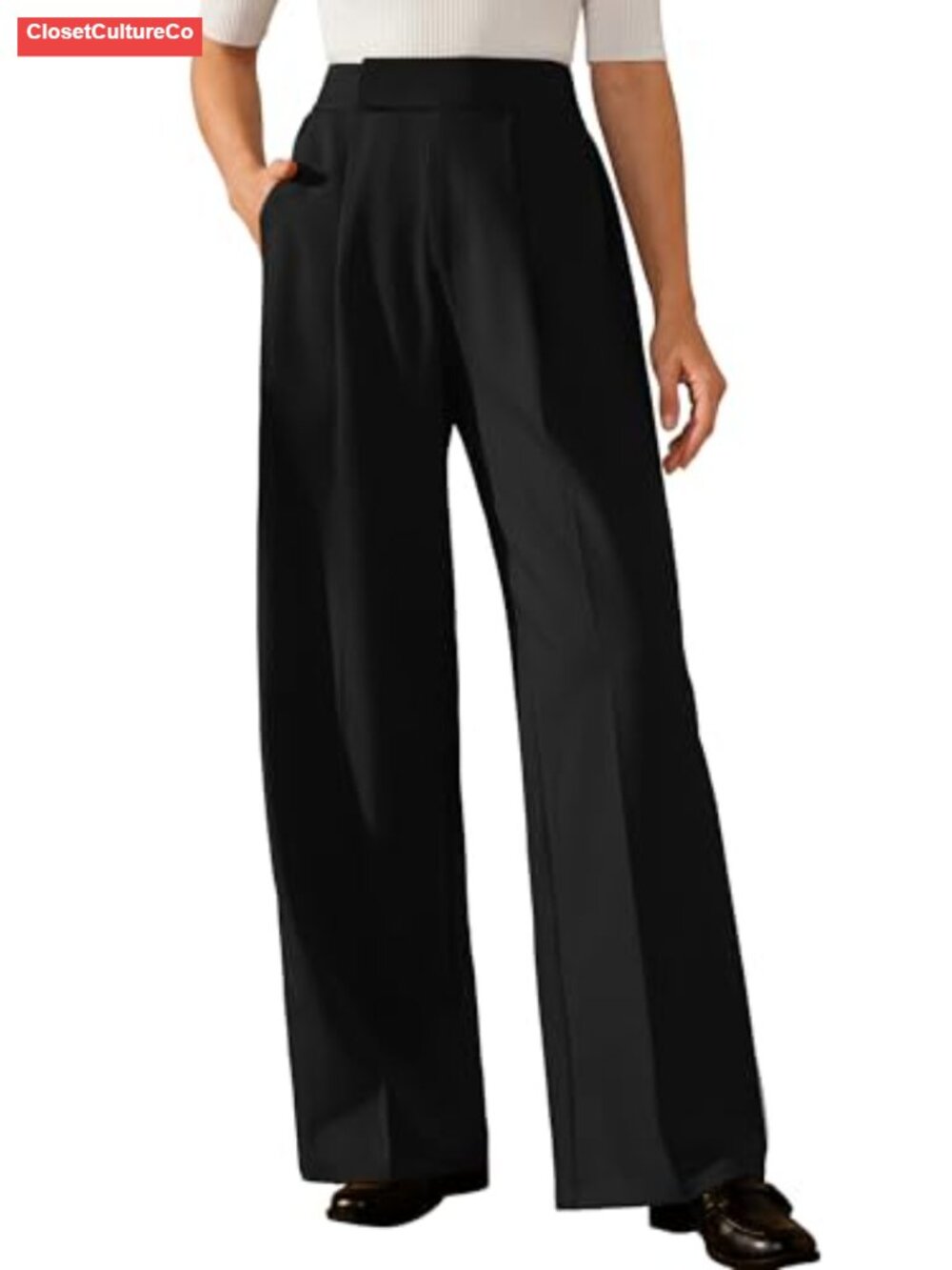 Wide Leg Dress Pants Business Casual High Waist Pleated Trousers